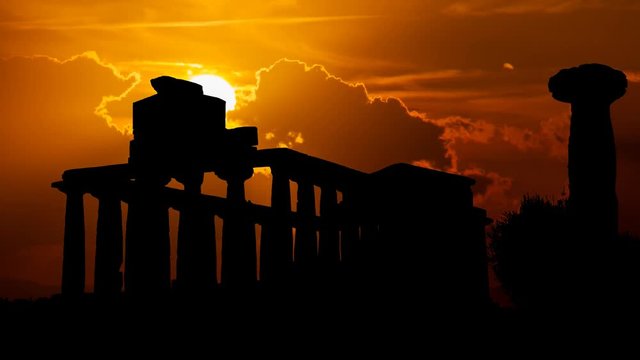 The Valley of the Temples or Valle dei Templi at Sunset, archaeological site in Agrigento, one of the most outstanding examples of Greater Greece art and architecture, Sicily, Italy