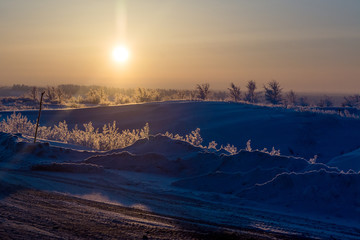landscape of the southern Urals in winter