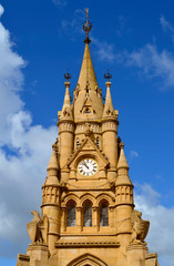 Fototapeta na wymiar Rother Street Clock Tower in Stratford-upon-Avon