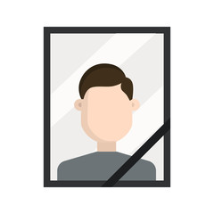 Photo of the deceased person color icon. Flat dsign