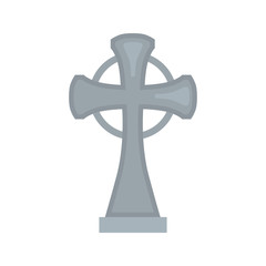 Grave cross color vector icon. Flat design