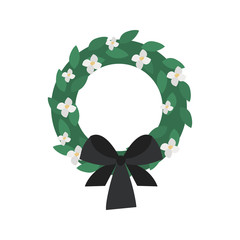 Funeral wreath color vector icon. Flat design