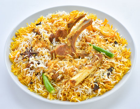Mutton Biryani, Rice cooked with mutton meat and spices