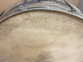 Vintage drum. Old big drum close up.