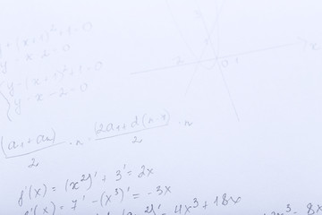 Exercise book with maths formulas