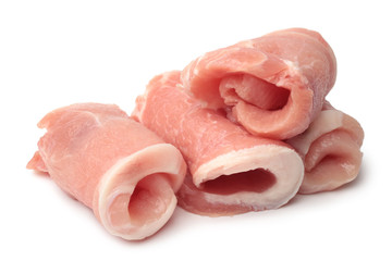 Sliced raw pork loin