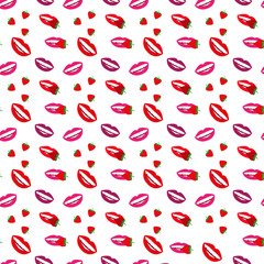 Lips on a white background seamless pattern