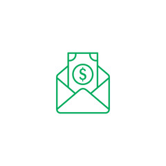 Salary Cash Money in Envelope Flat Line Stroke Icon Pictograml Vector Illustration
