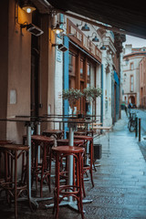 View of street cafe in old quarter, Toulouse , France