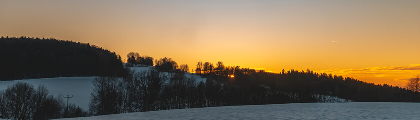 Beautiful winter sunset near Grattersdorf-Bavaria-Germany