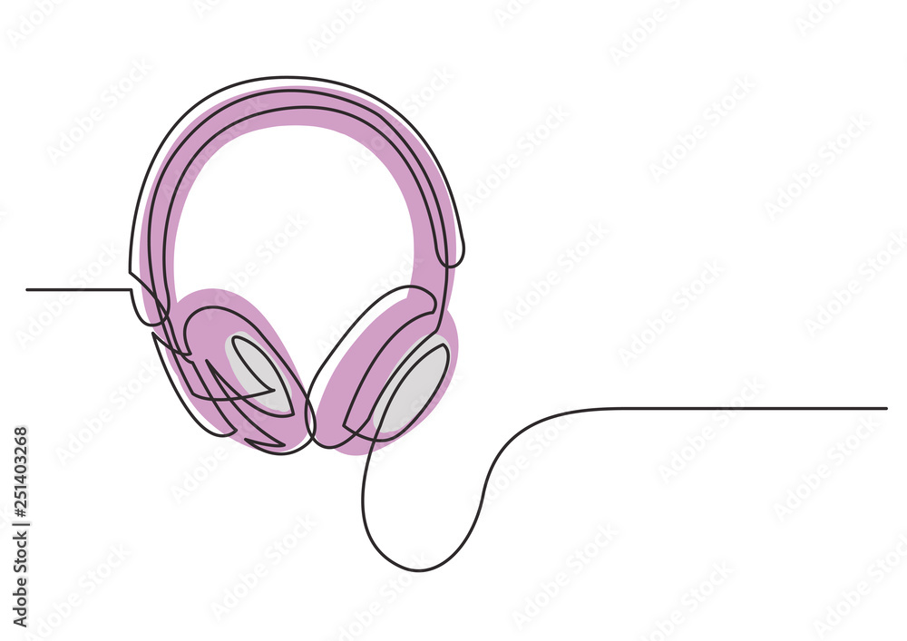 Wall mural continuous line drawing of headphones