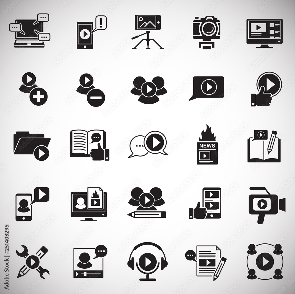Fototapete Video Blog icons set on white background for graphic and web design, Modern simple vector sign. Internet concept. Trendy symbol for website design web button or mobile app