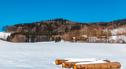 Beautiful winter view at the Grandsberg-Schwarzach-Bavarian Forest-Bavaria-Germany