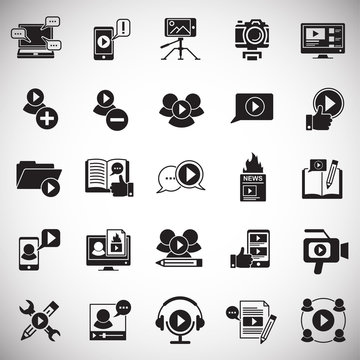 Video Blog icons set on white background for graphic and web design, Modern simple vector sign. Internet concept. Trendy symbol for website design web button or mobile app