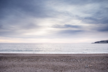 sunset on the beach in almunecar spain