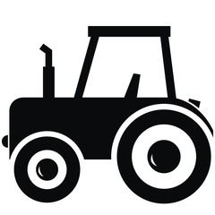 black silhouette of tractor, simple vector illustration