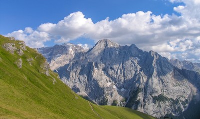 Italy beauty, Dolomites, Marmolada view from Passo de Pordoi