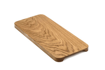 One wooden cutting Board on white background. Iisolate on white