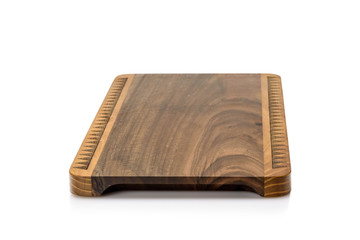 One wooden cutting Board on white background. Iisolate on white
