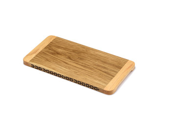 One wooden cutting Board on white background. Iisolate on white