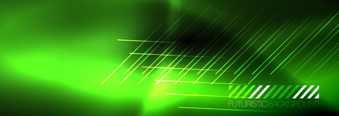 Neon glowing techno lines, hi-tech futuristic abstract background template with lines