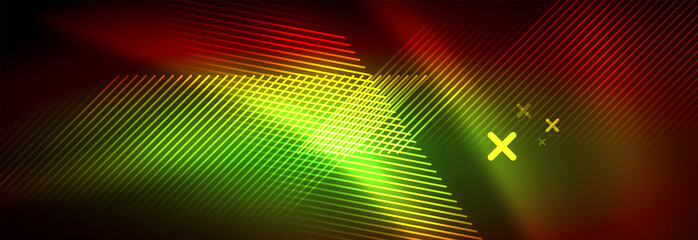 Neon glowing techno lines, hi-tech futuristic abstract background template with lines