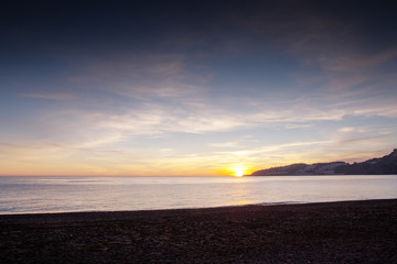 Fototapeta premium sunset on the beach in almunecar spain