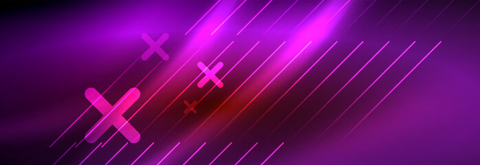 Neon glowing techno lines, hi-tech futuristic abstract background template with lines