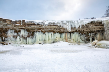 frozen Jagala waterfall near Tallinn, Estonia