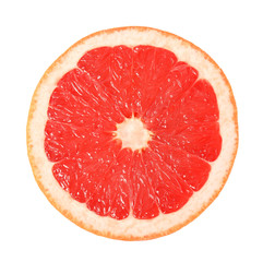 Half of ripe grapefruit on white background, top view