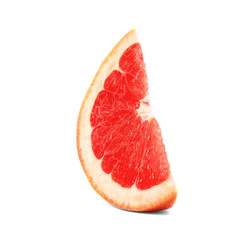 Fototapeta na wymiar Slice of ripe juicy grapefruit on white background