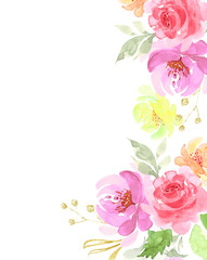 background of bright watercolor flowers for invitations and weddings