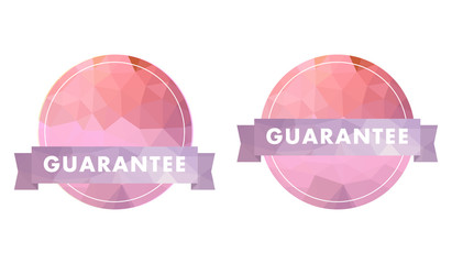 Modern style guarantee seal or stamp with geometry polygon design isolated on white.