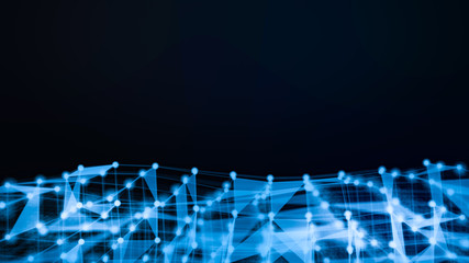 3d rendering blue abstract space dark background with connecting dots and lines. Connection structure, futuristic concept.Future backgroundTechnology concept.