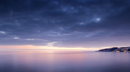 sunset in the town of almunecar spain