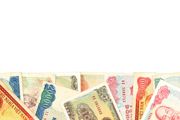 some vietnamese dong bank notes with copy space indicating growing economy