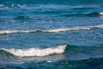 Blue wavy sea. Natural photo.  Cesme / Izmir / Turkey