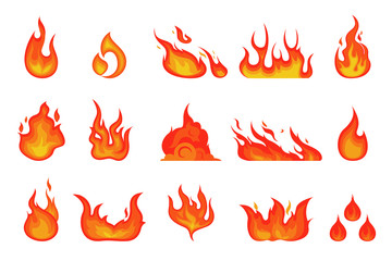 Red and orange fire flame. Hot flaming element © inspiring.team