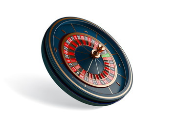 Luxury casino roulette wheel isolated on white background. 3d realistic vector illustration. Online casino roulette gambling concept design.