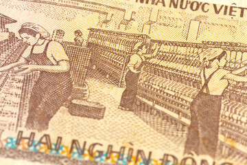 detail of a 2000 vietnamese dong bank note reverse