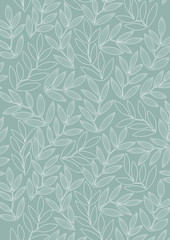 White lines pattern of leaves pattern style on green background, flat line vector and illustration.