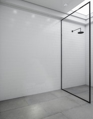 Modern bathroom with copy space