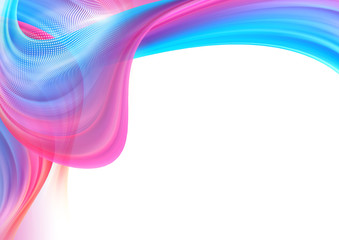 Twist twirl curve abstract graphic element corner with space or white blank background