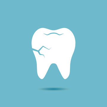 Broken tooth vector icon isolated on white background.
