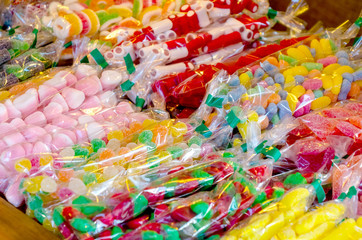 Assorted candies in the shop