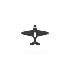 Monochrome vector illustration of a airplane icon , isolated on a white background.