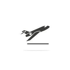 Monochrome vector illustration of a airplane icon , isolated on a white background.