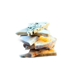 Cheese surrounded by white background