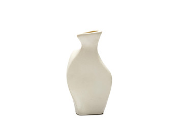 Pottery, vase, white clay jug isolated on white background. A mockup of pottery made from white clay on a white background.