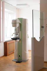 Mammography breast screening device in hospital laboratory of modern clinic. Selective focus.breast...